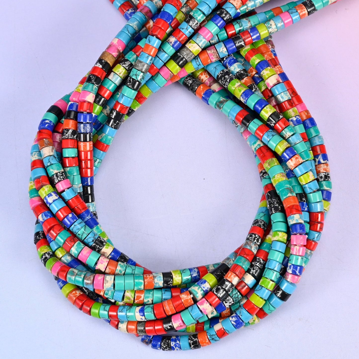 Dyed Multi-Color Shoushan Stone Smooth Heishi Disc Beads: Jewelry Making Supply, 15.5 Inch Strand