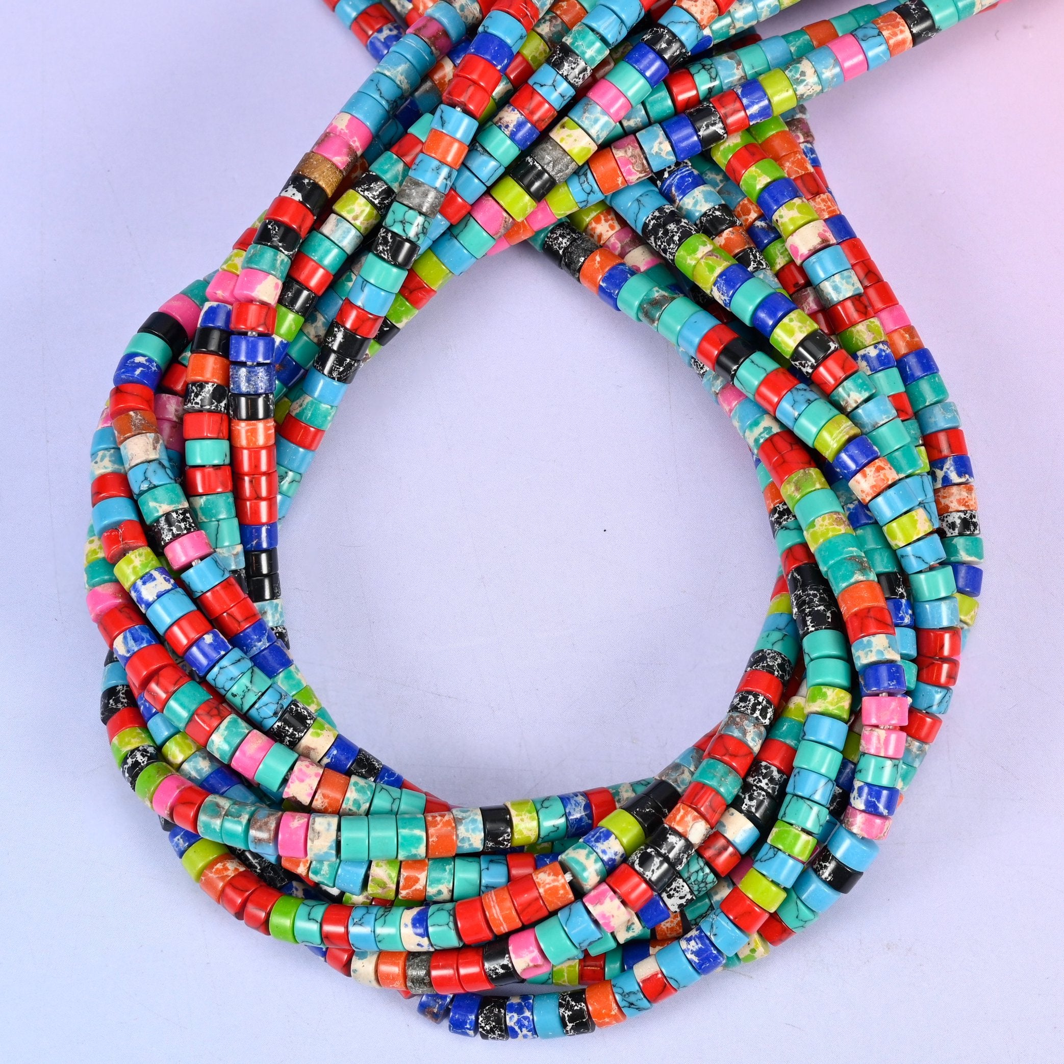Dyed Multi-Color Shoushan Stone Smooth Heishi Disc Beads: Jewelry Making Supply, 15.5 Inch Strand