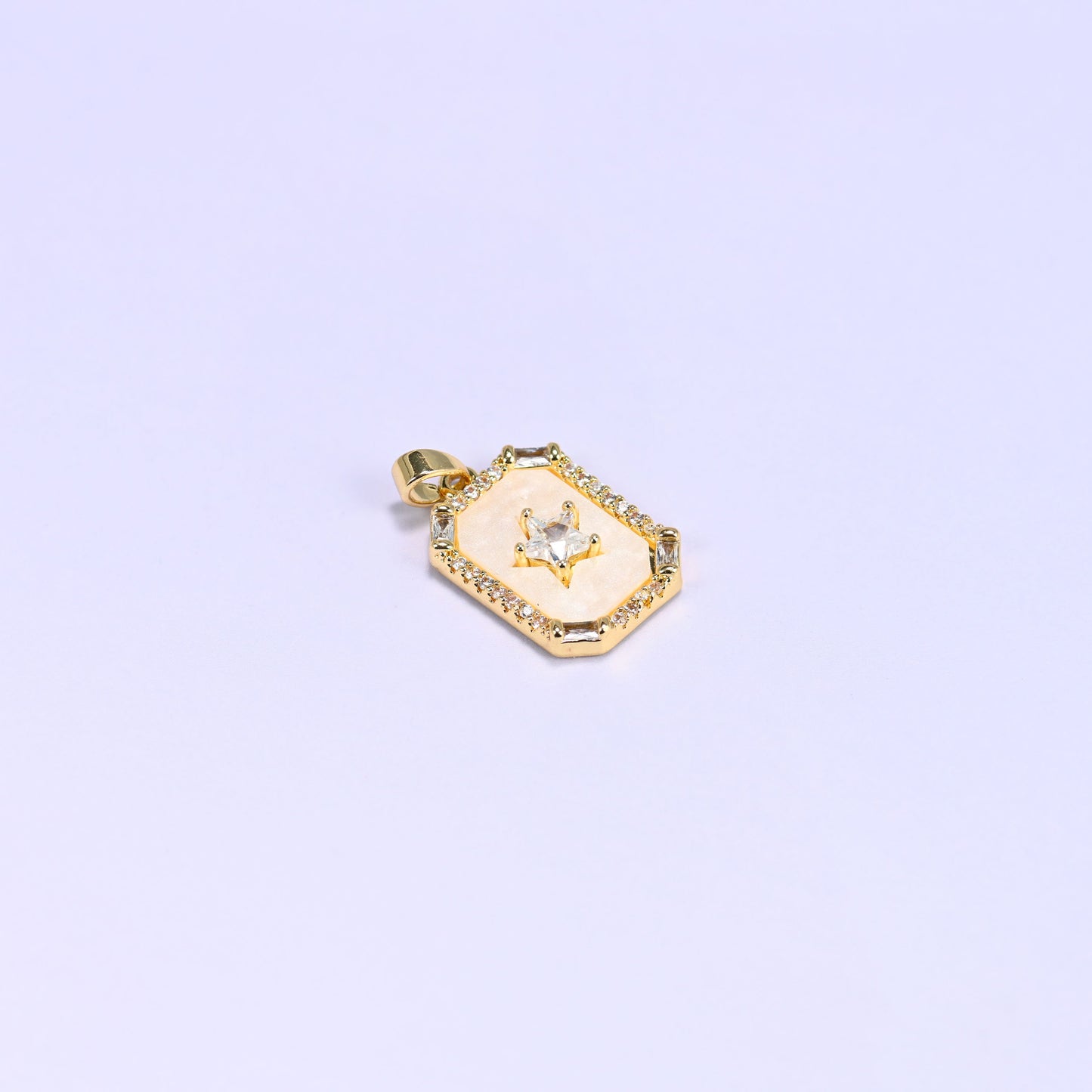Rectangle Star Zircon Charms: 18K Gold Filled Pendants, Jewelry Making Supply