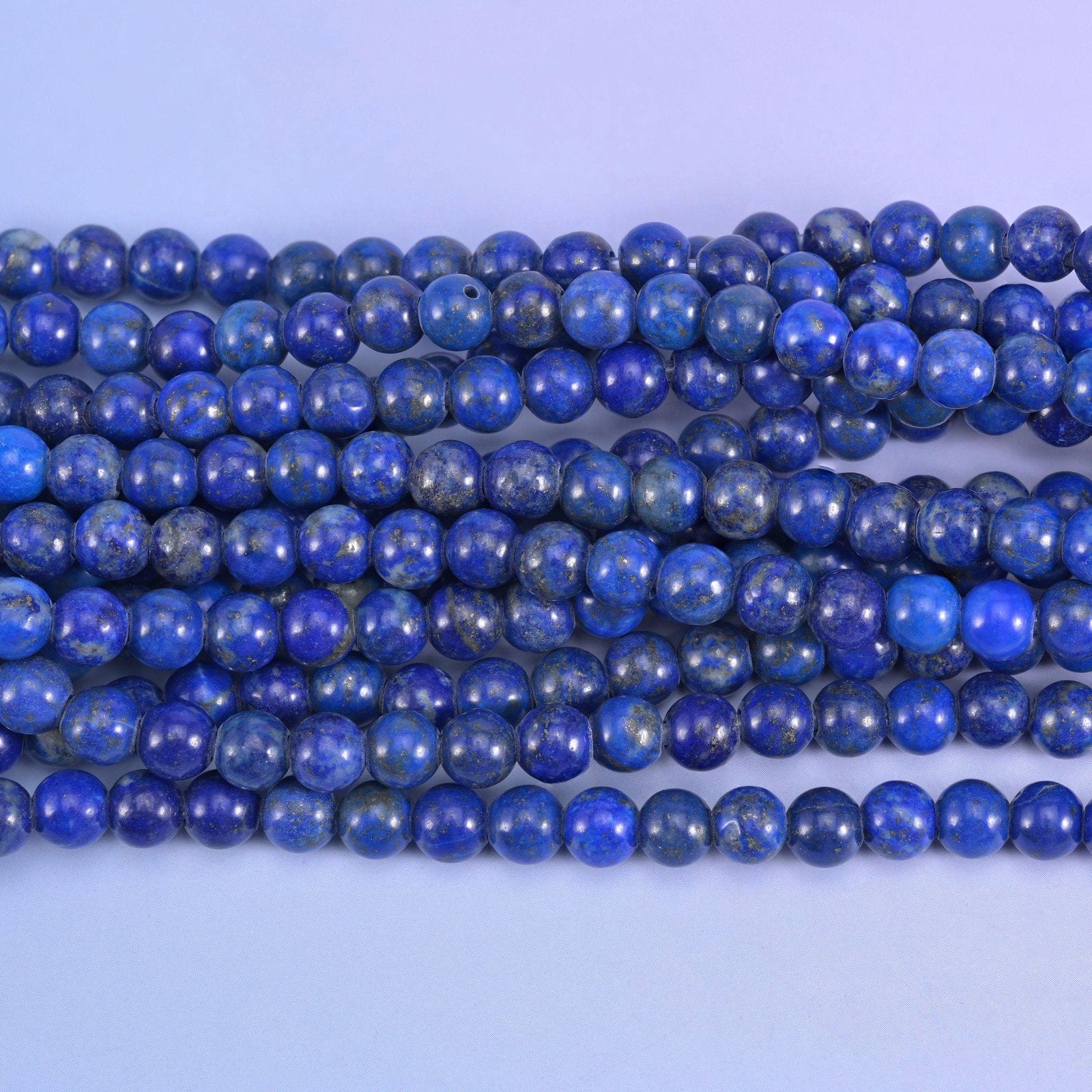 2-2.5mm Hole Lapis Smooth Round Beads 6mm 8mm 10mm Jewelry Making 8 Inch Strand