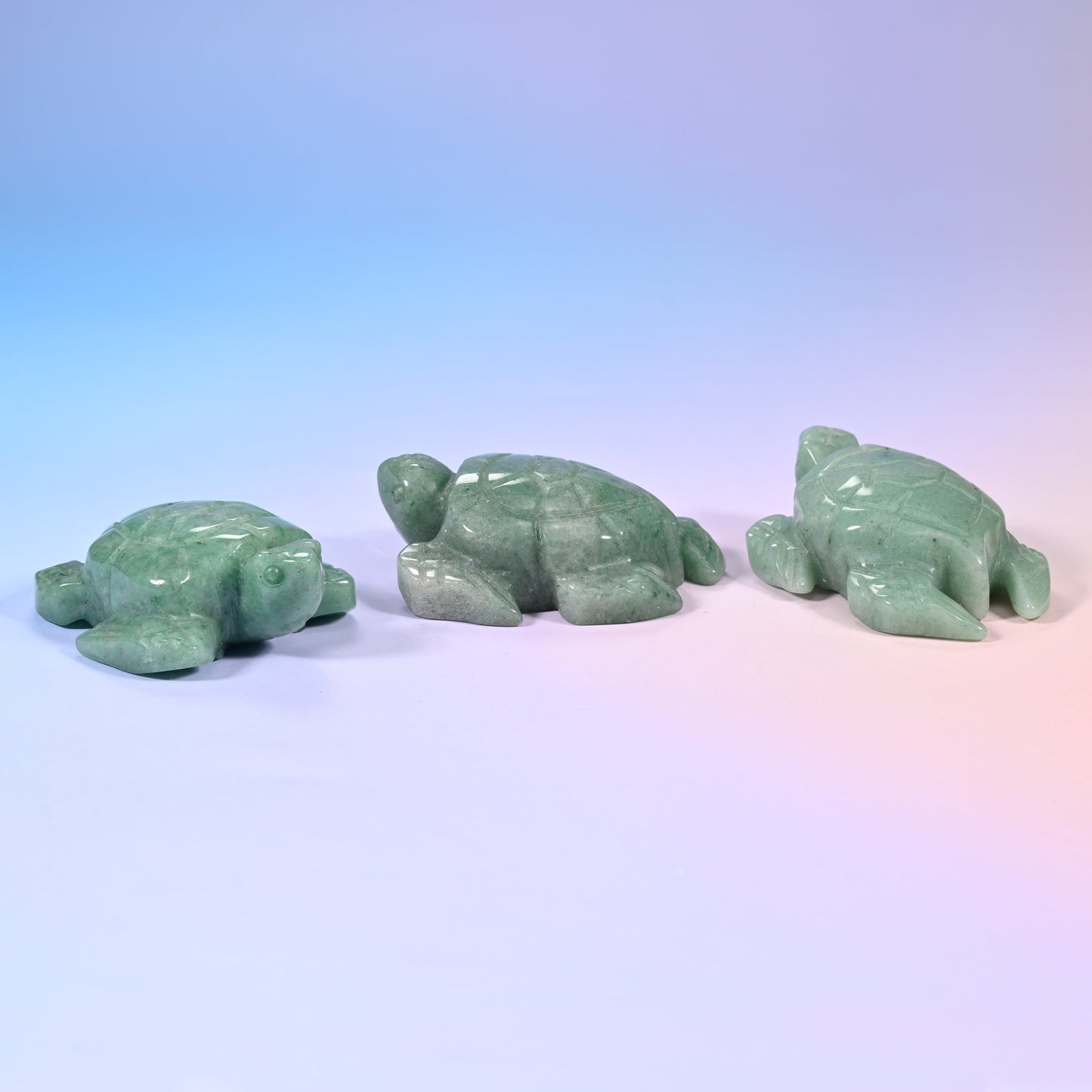 Carved natural stone sea turtle figurine, about 2.1 oz, sold per piece in the stone you select