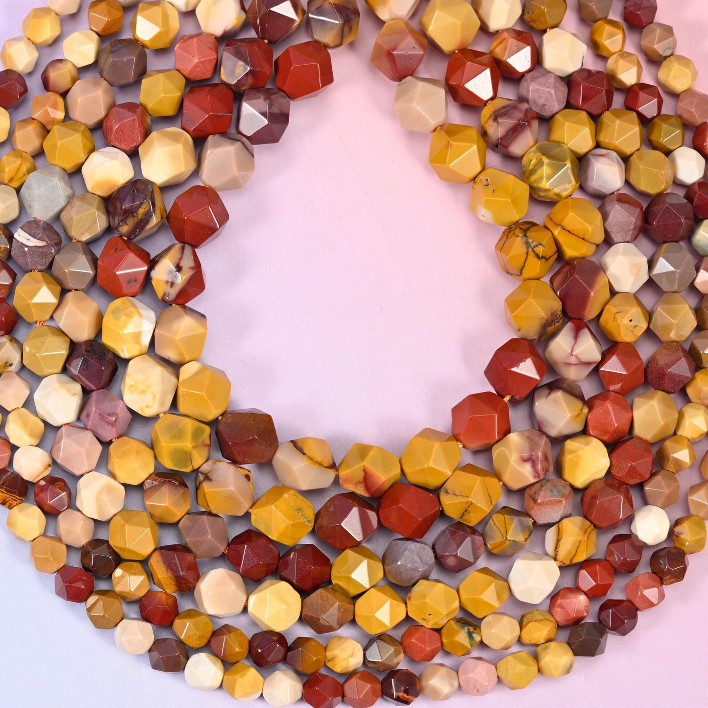 Mookaite Jasper Faceted Diamond Star Cut Beads, hole approximately 1.0mm