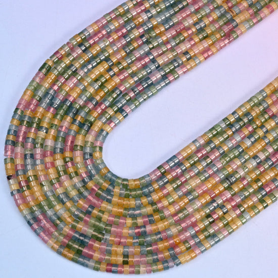 Multicolor Fluorite Smooth Heishi Disc Beads, 15.5 inch strand