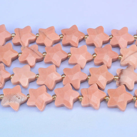 Faceted star cut red aventurine beads