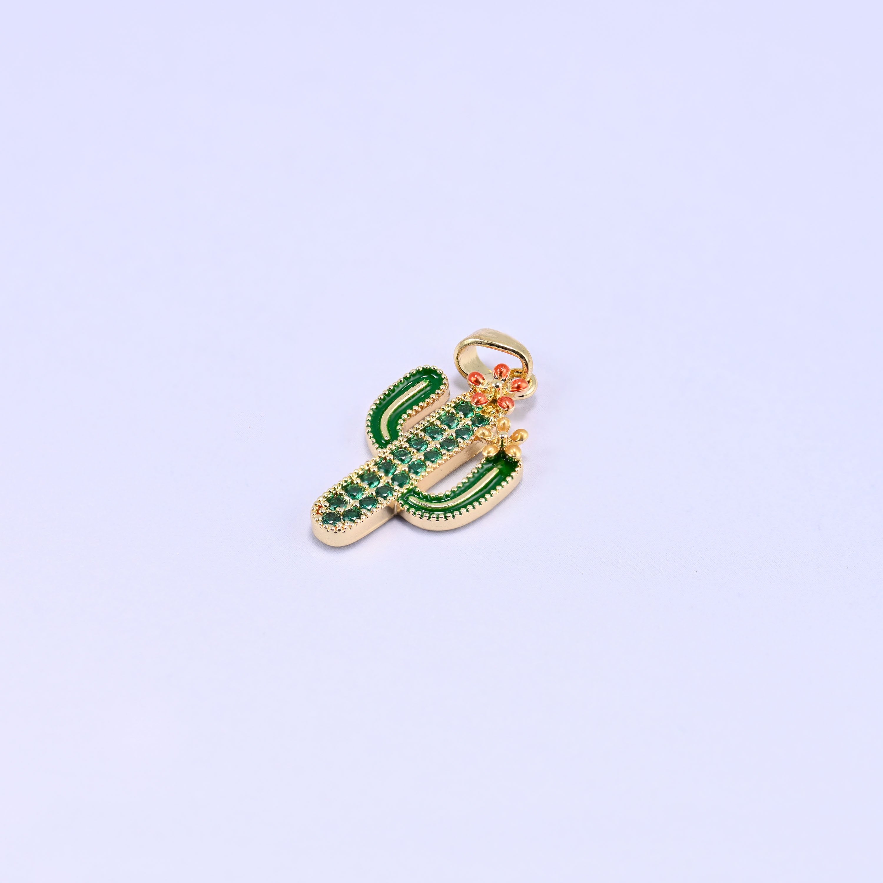 Brass, 18K gold plated, beads, cactus, Approximately 22.32 x 13.40mm