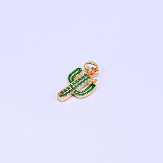 Brass, 18K gold plated, beads, cactus, Approximately 22.32 x 13.40mm