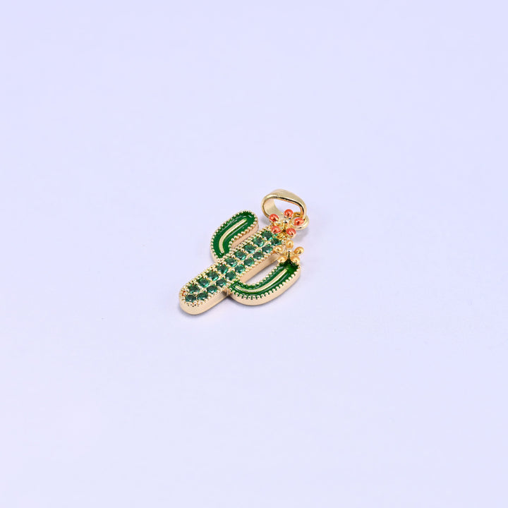 Brass, 18K gold plated, beads, cactus, Approximately 22.32 x 13.40mm
