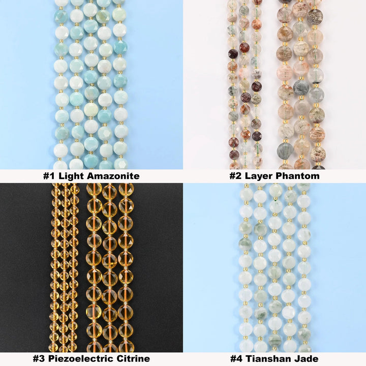 Gemstone coin beads, disc shape, 6mm, 8mm and 10mm.