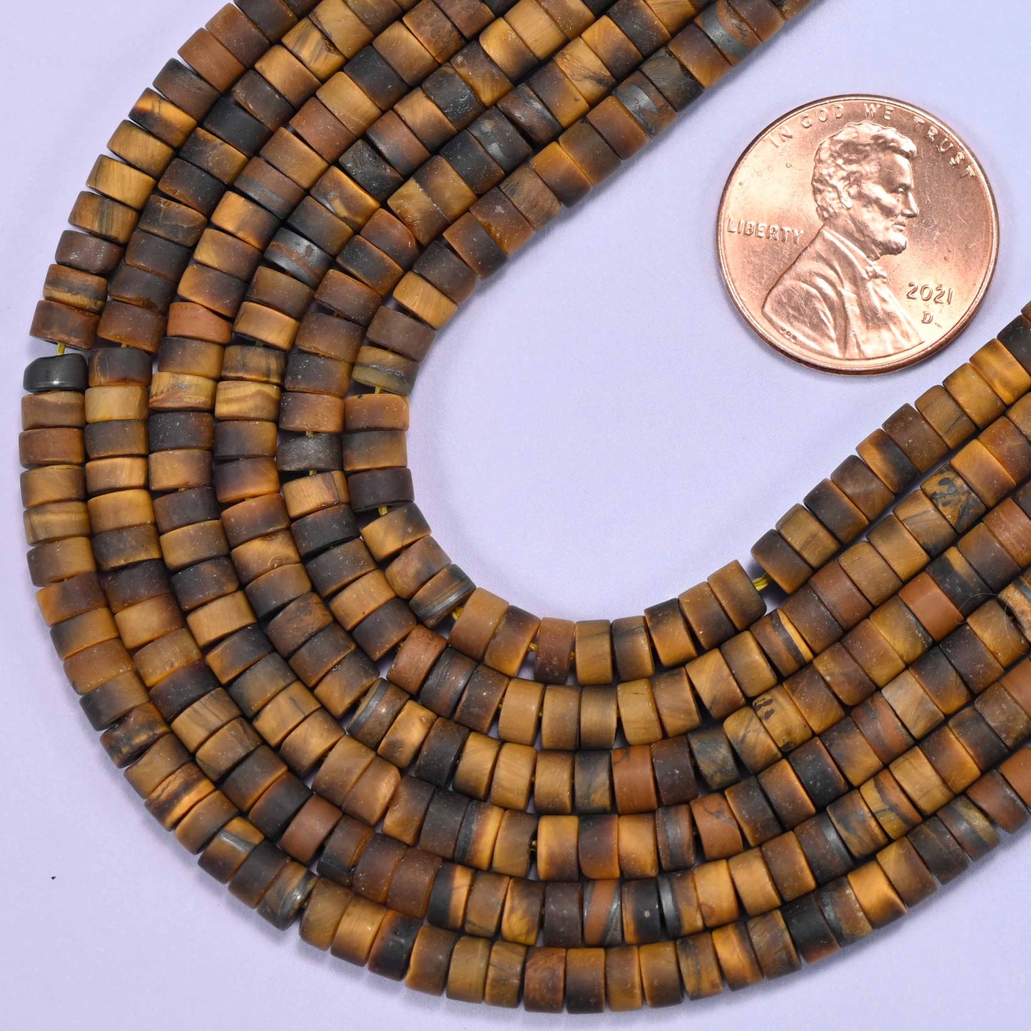 Matte Tiger Eye Heishi Disc Beads: Jewelry Making Supply, 15 Inch Strand
