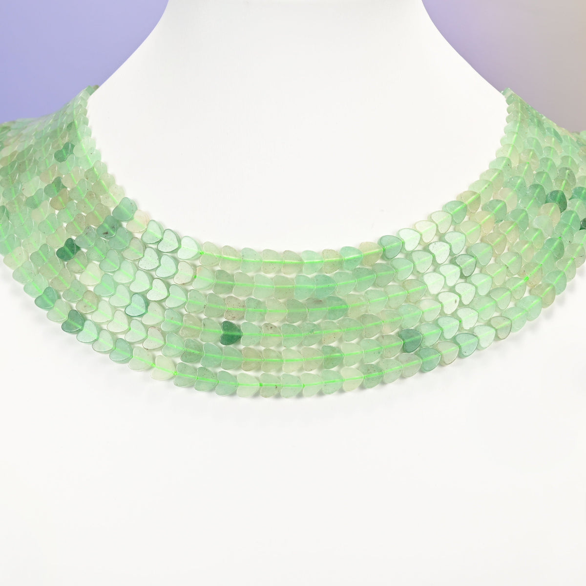 Green aventurine beads, flat heart, 6mm