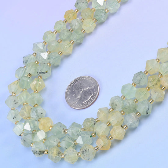 Diamond Cut Gemstone Beads, blue aventurine and orange carnelian stay closer in colour across the strand.
