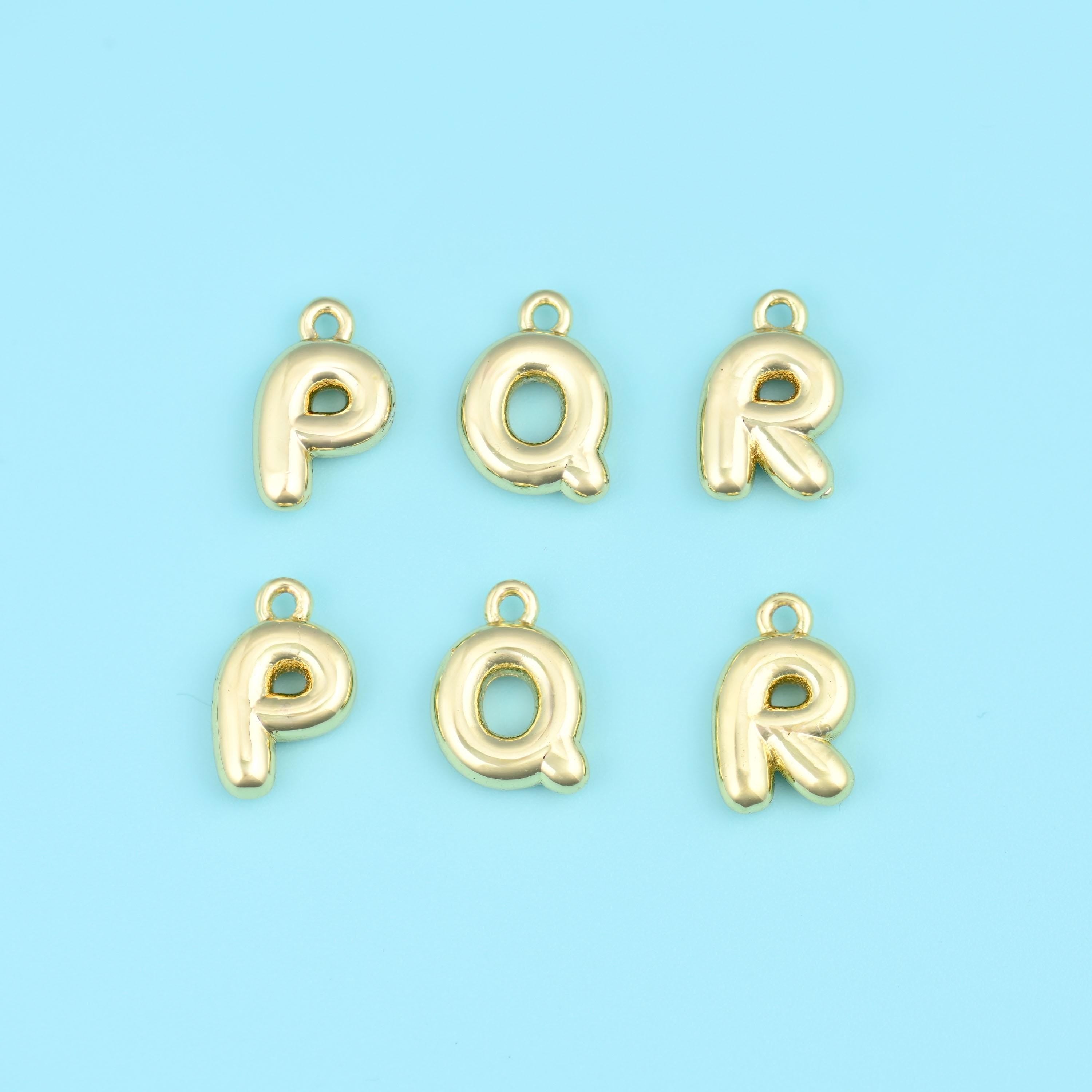 18K Gold Filled Letter Pendants, Personalise Initial Charm for DIY Jewelry Making Supply