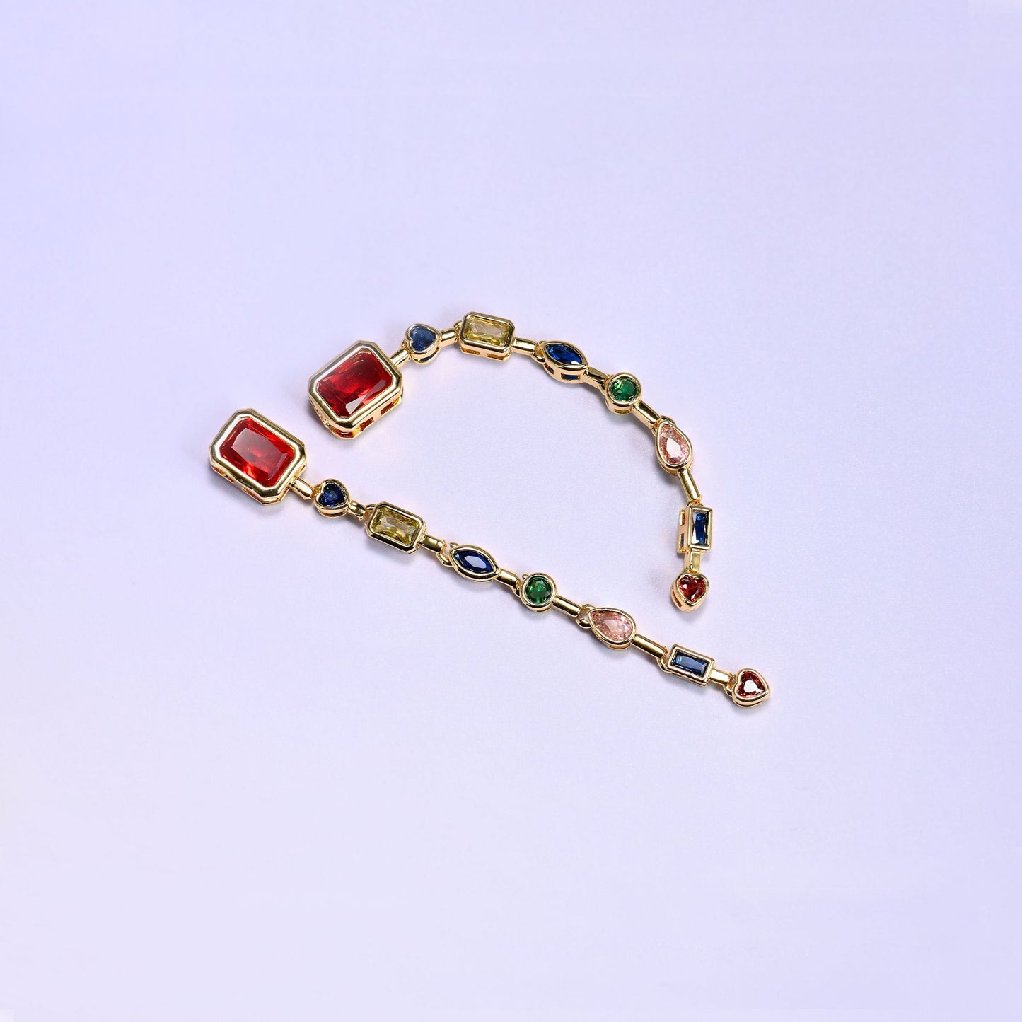 Red Rectangle Multicolor Zircon Pendants, 5.03mm thick