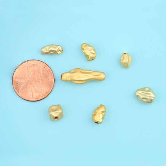 Gold Filled Irregular Nugget Spacer Bead in brushed warm gold tone