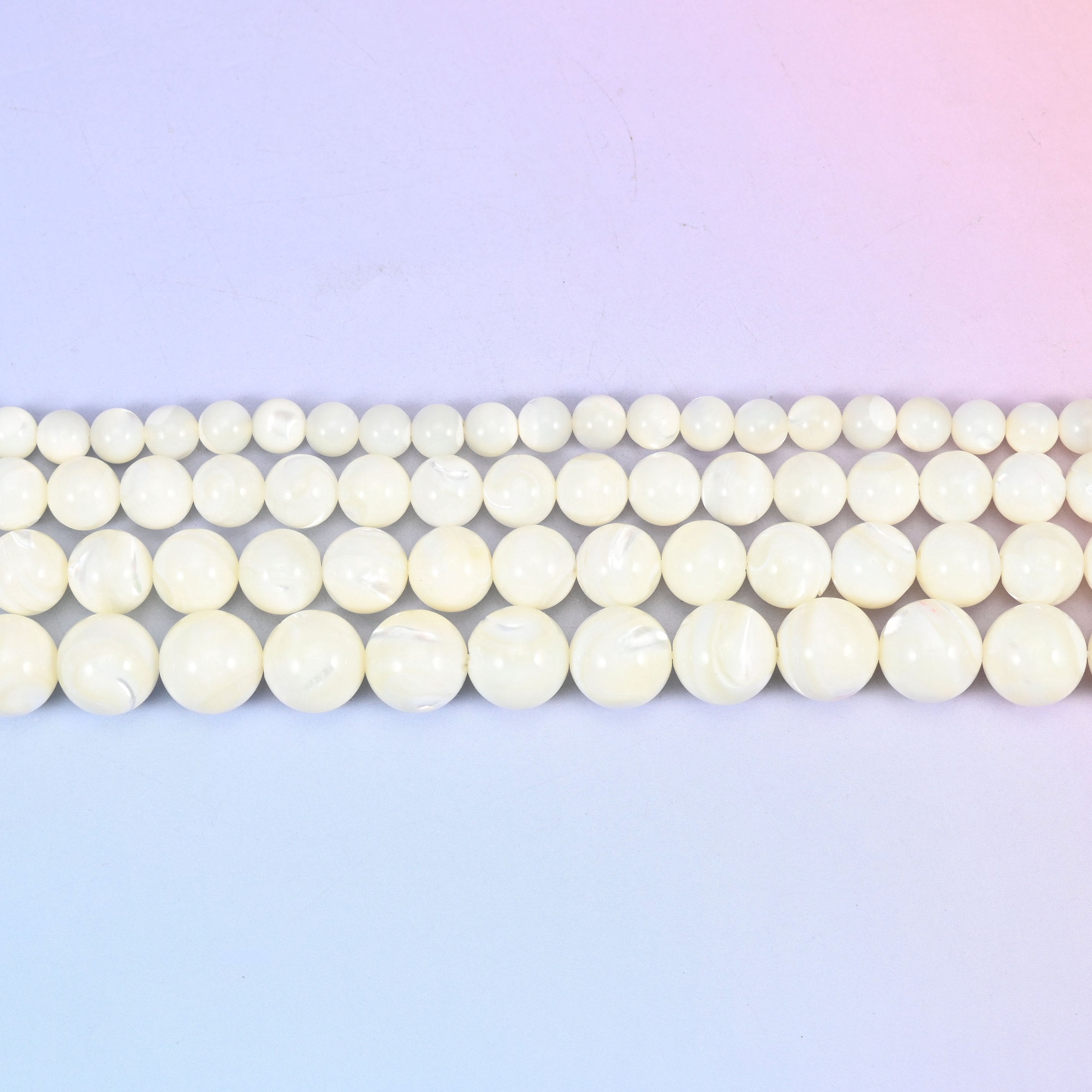 White Trochus Shell Round Beads: Jewelry Making Supply