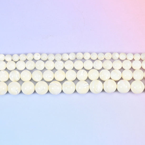 White Trochus Shell Round Beads: Jewelry Making Supply