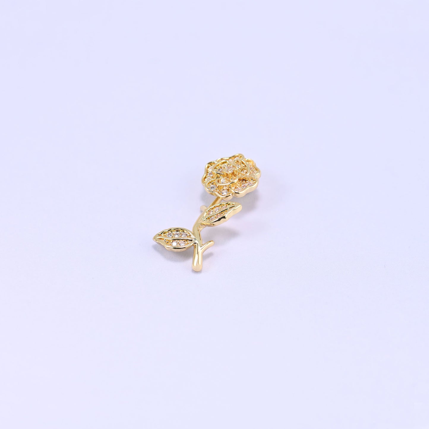 Gold Rose Zircon Charms: 18K Gold Plated Pendants, Jewelry Making Supply