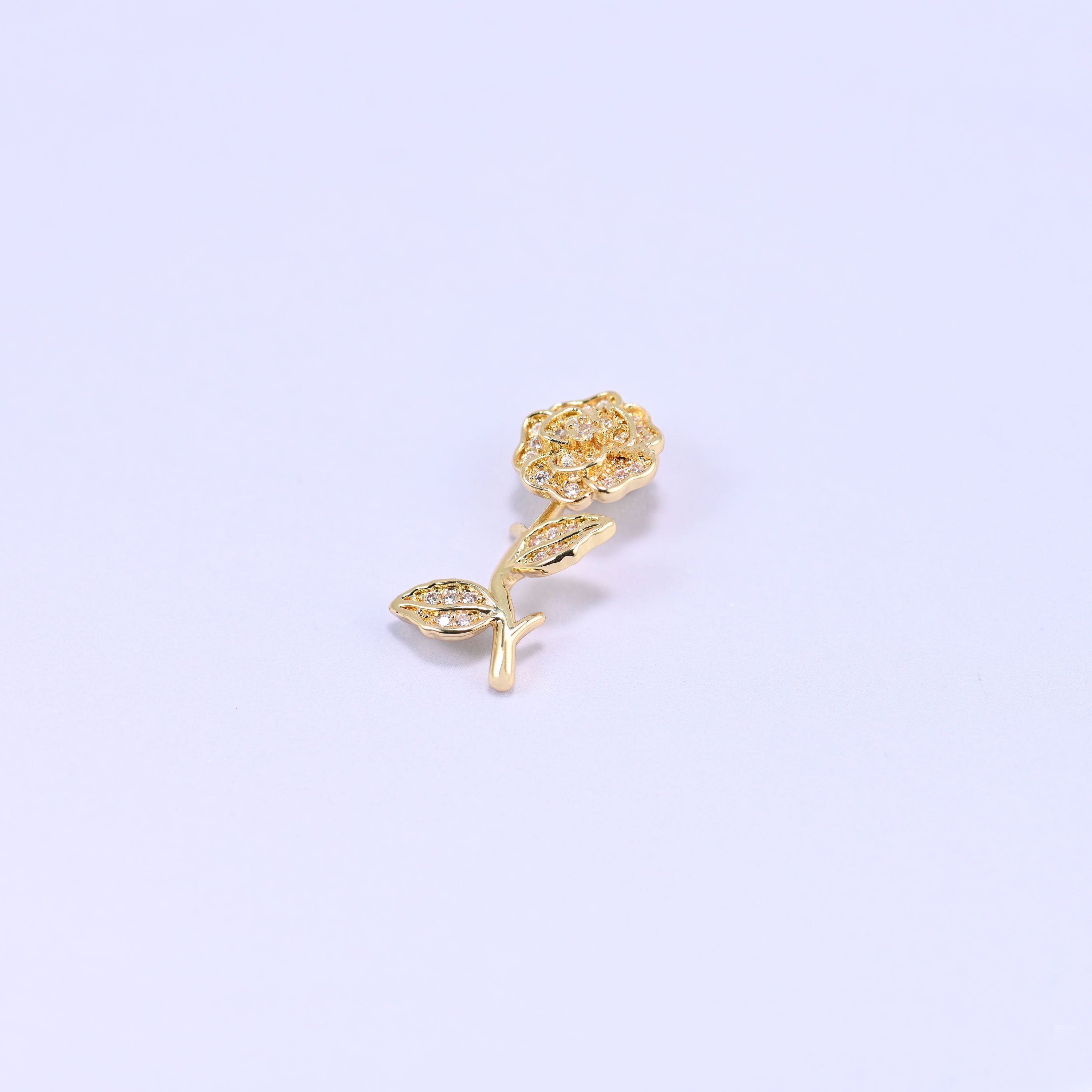 Gold Rose Zircon Charms: 18K Gold Plated Pendants, Jewelry Making Supply