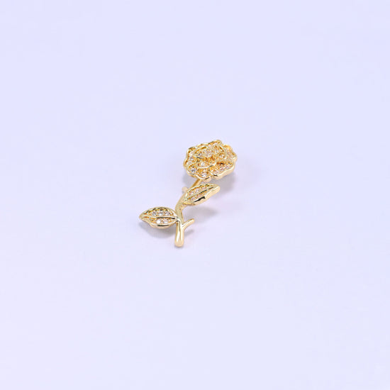 Gold Rose Zircon Charms: 18K Gold Plated Pendants, Jewelry Making Supply