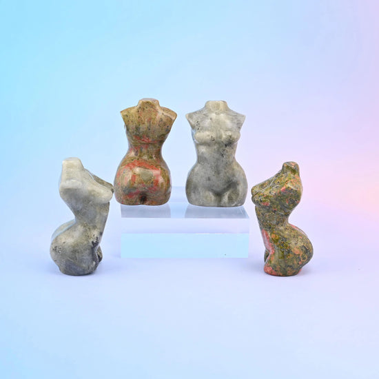 Carved natural gemstone goddess figurine, sold per piece in the stone you select