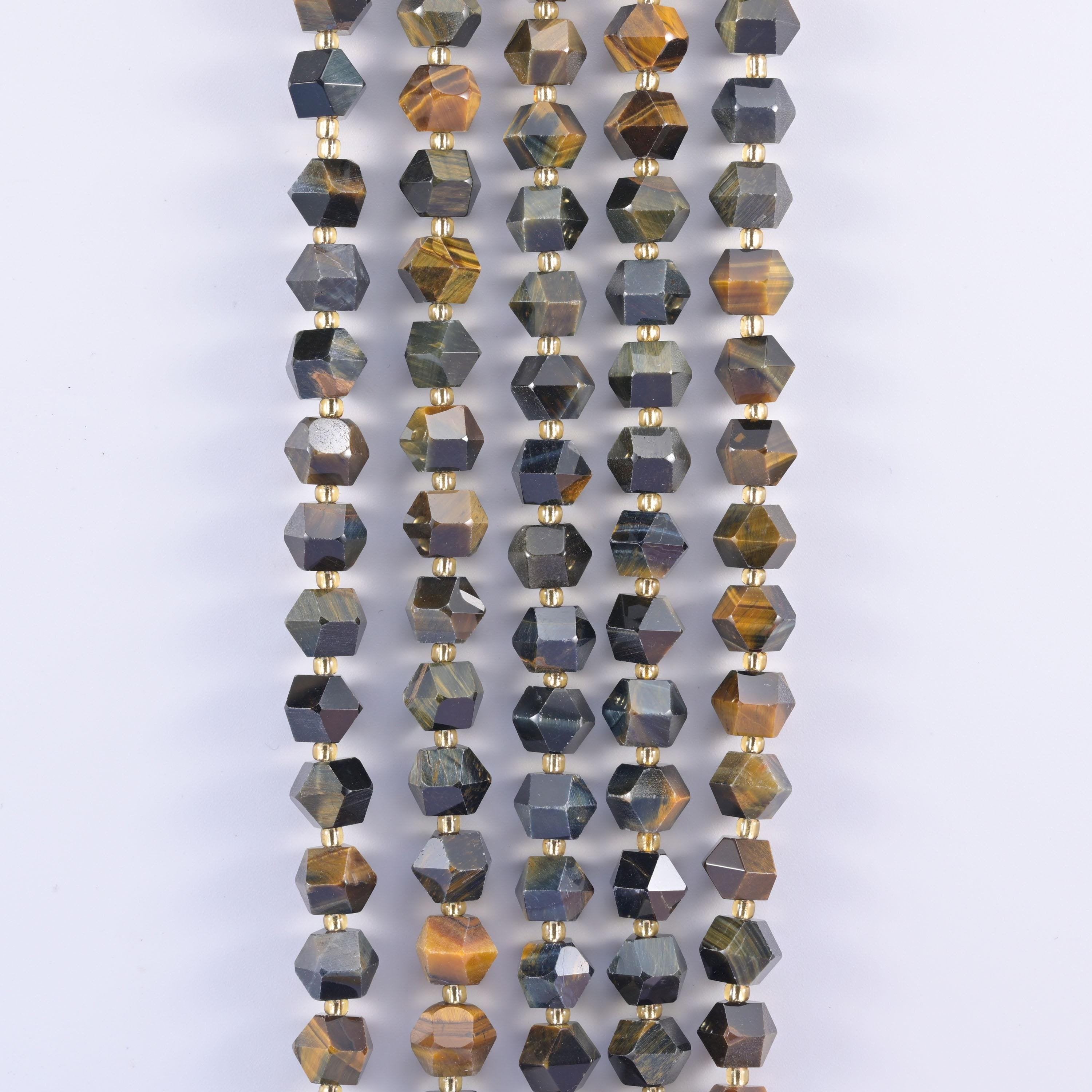 Iron Tiger Eye Faceted Diamond Rhombus Beads, 15.5 inch strand, approximately 36 beads