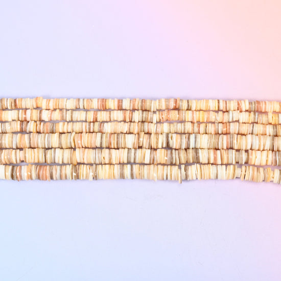 Natural Shell Round Disc Spacer Beads: Jewelry Making Supply, 15 Inch Strand