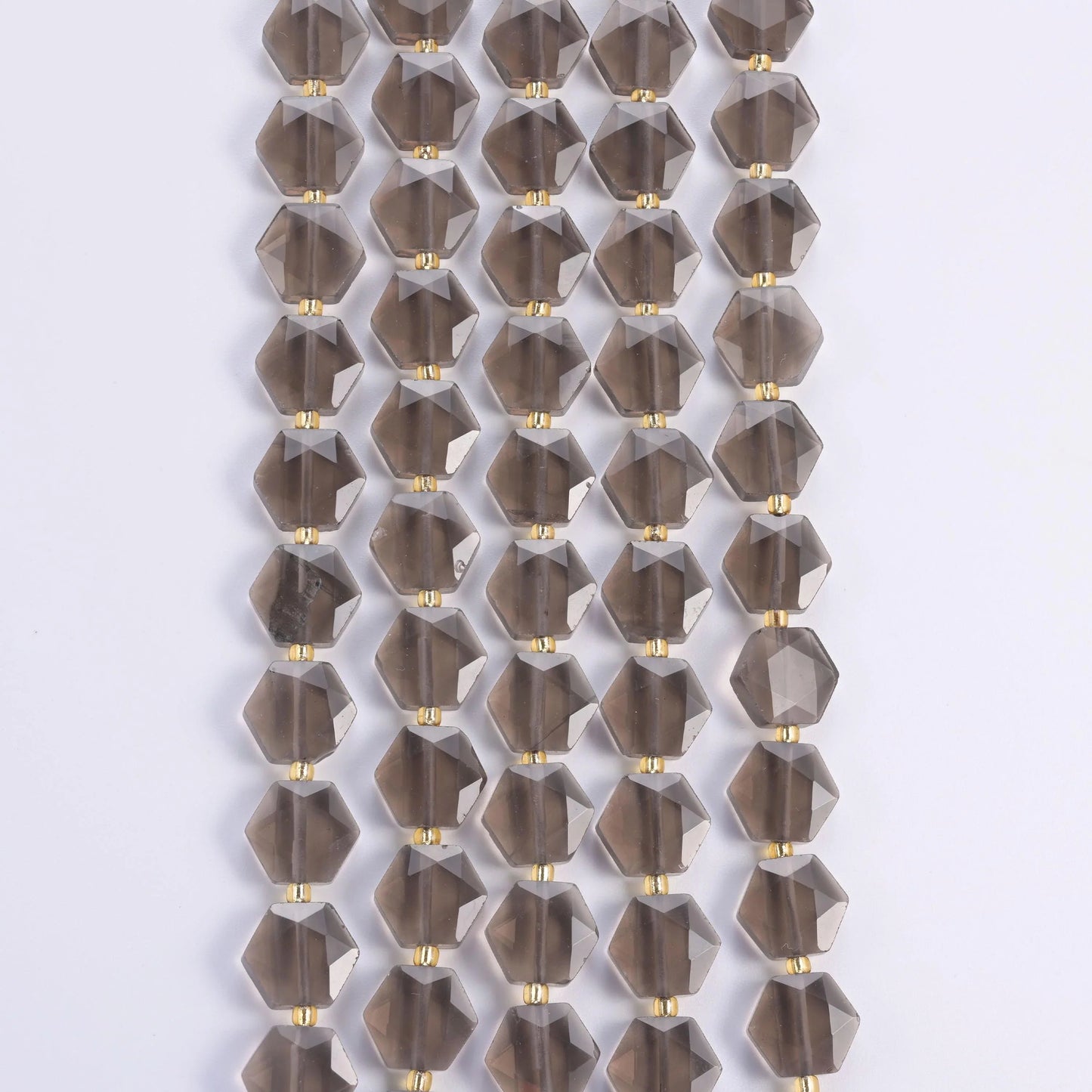 Flat faceted cut Ice Obsidian beads, natural volcanic glass.