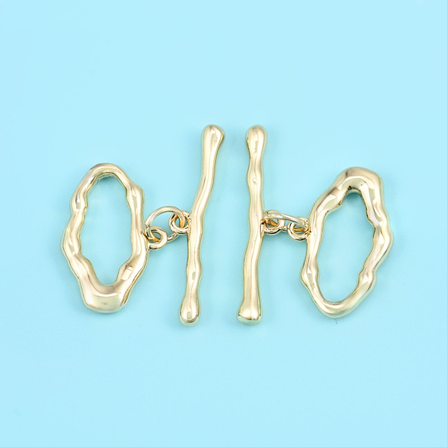 18K Gold Filled Freeform Toggle Lock Clasps for DIY Jewelry Making Supply