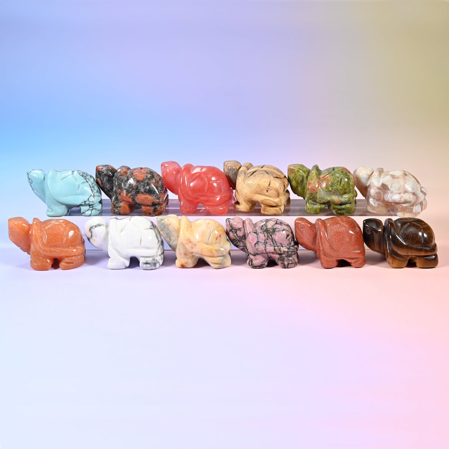 Gemstone turtle carving for shelf, desk or collection display