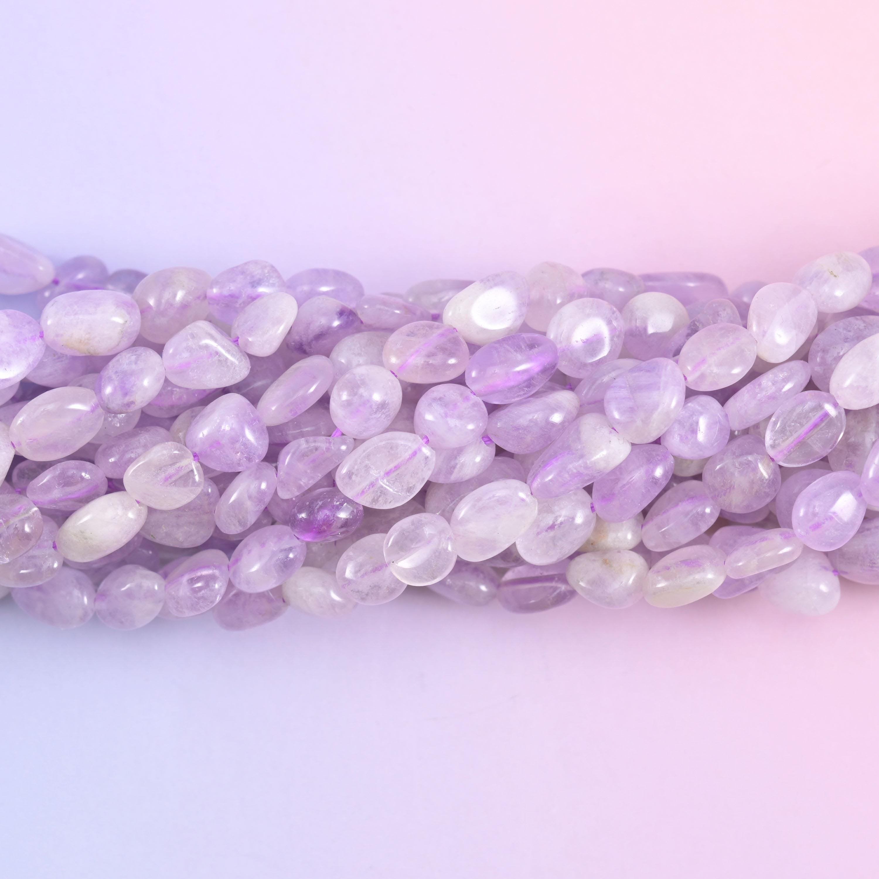 Tumbled pebble nugget cut Lavender Jade beads