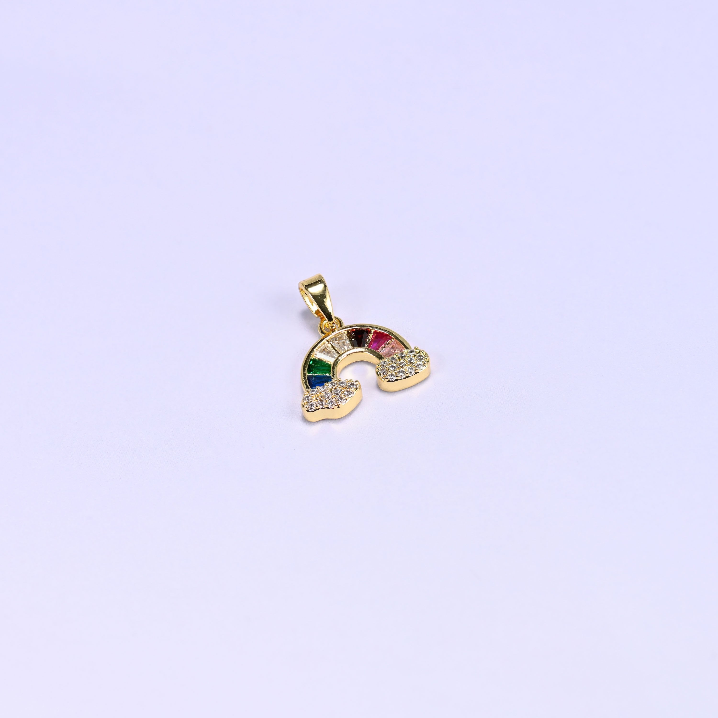 Rainbow charm with a clear zircon pave cloud base