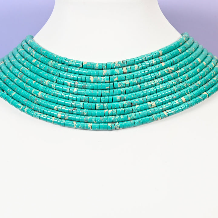 Dyed Green Shoushan Stone beads, heishi disc, 2x4mm