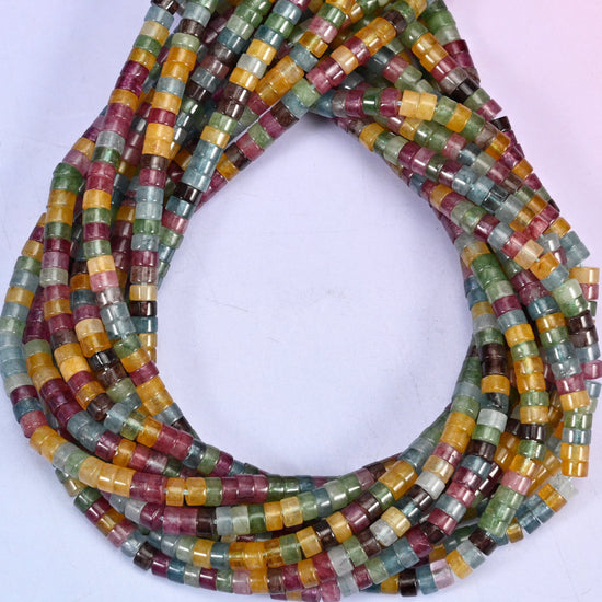 Colorful Fluorite Smooth Heishi Disc Beads: Jewelry Making Supply, 15.5 Inch Strand