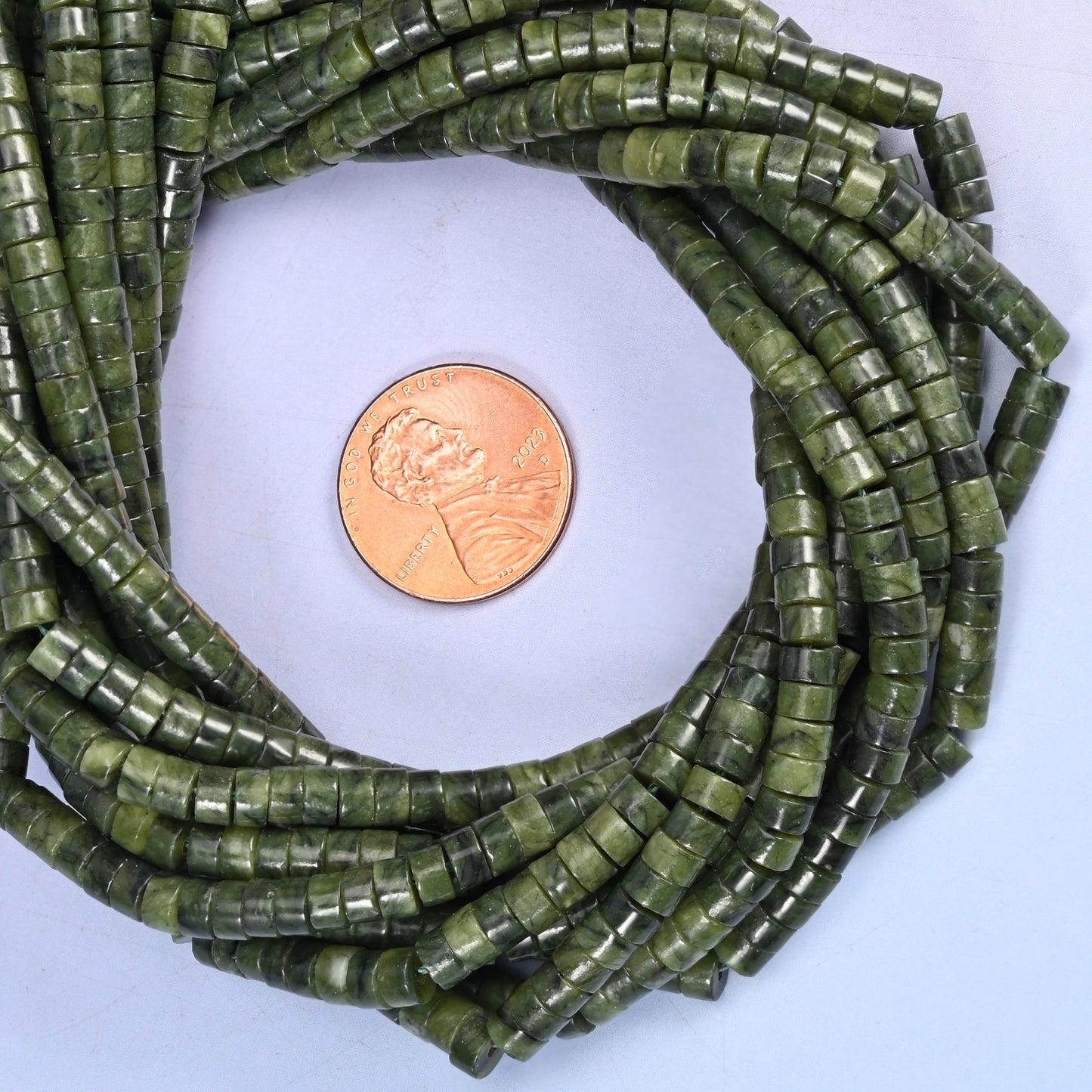 South Jade Smooth Heishi Disc Beads: Jewelry Making Supply, 15.5 Inch Strand