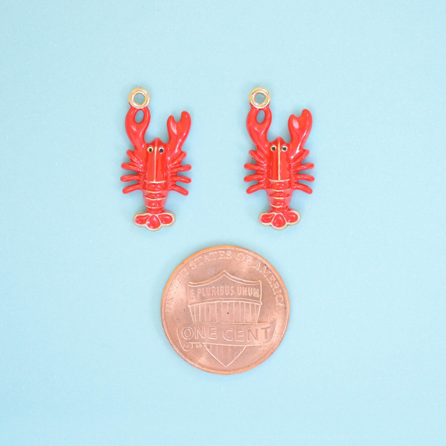 Enamel Lobster Charm 18K Gold Filled 22x10mm, 1 Piece