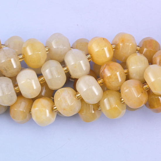 Smooth pumpkin cut yellow jade beads