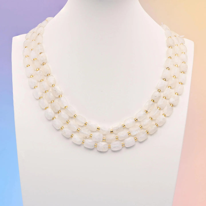 White Moonstone beads, rectangular, 10x8mm