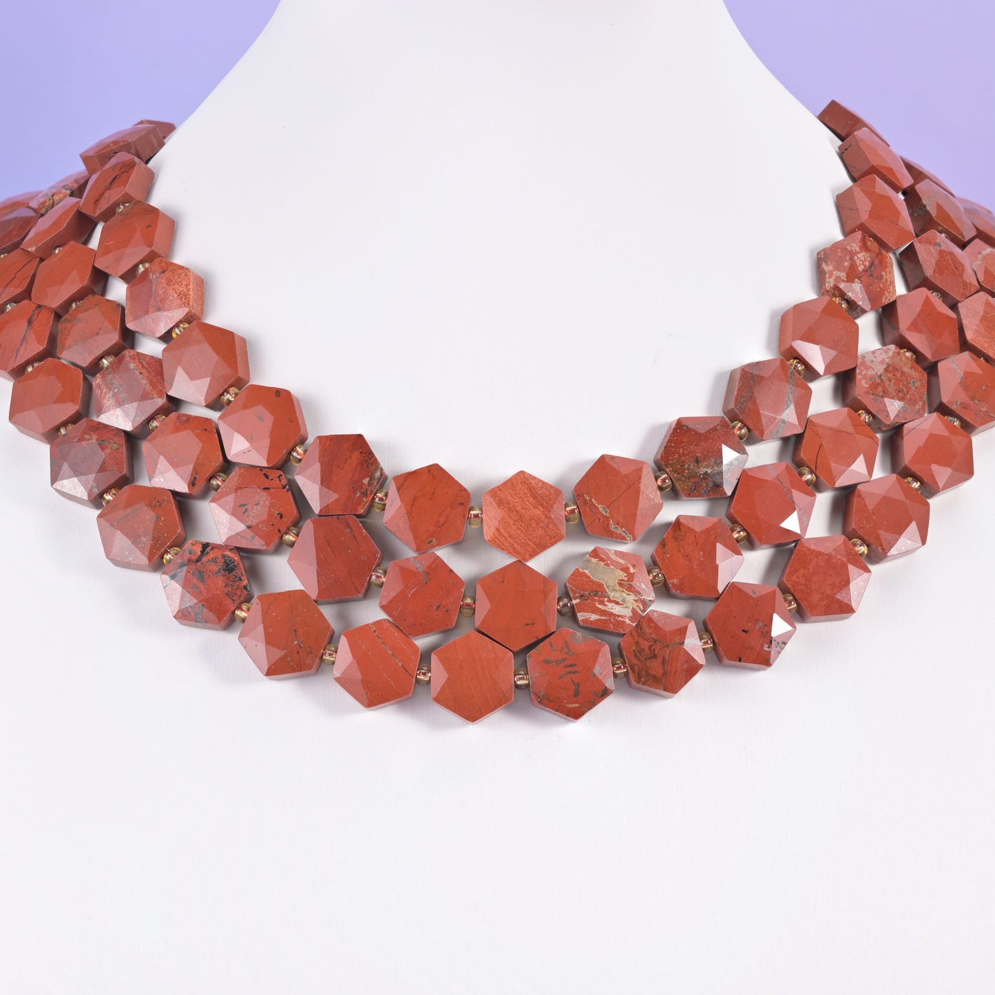 Natural Red Jasper beads, flat faceted hexagon, 12mm