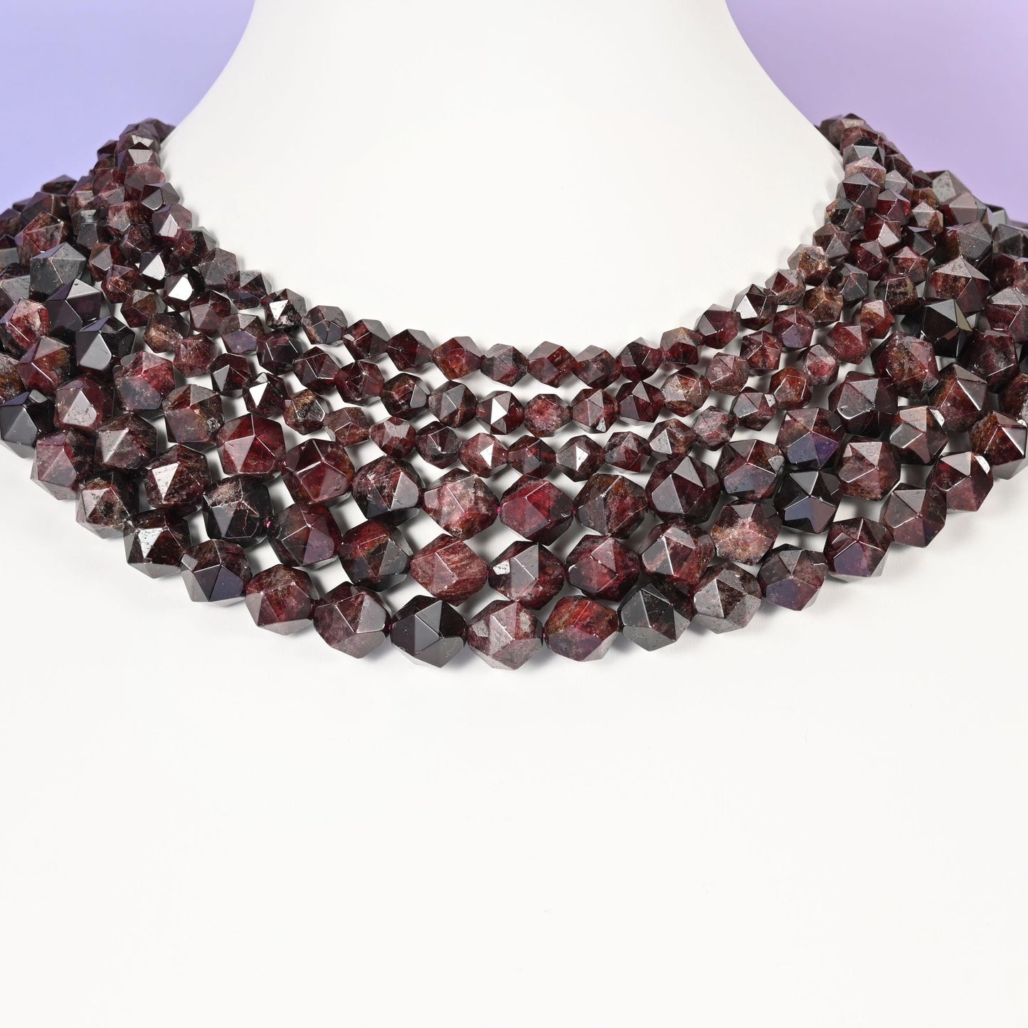 Red Garnet beads, diamond star cut, 6mm to 10mm