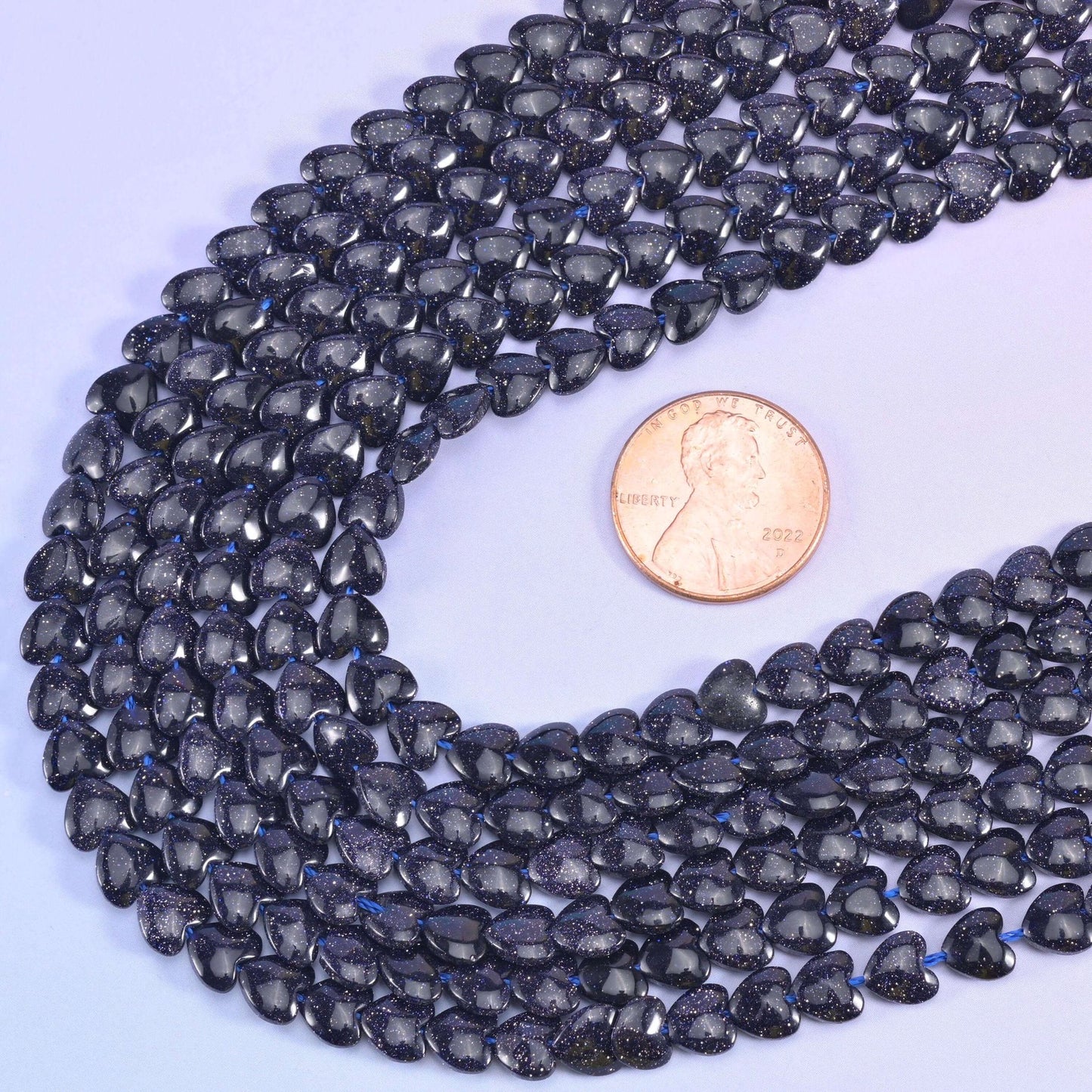 Blue Sandstone Heart Beads 6mm, 15 inch strand