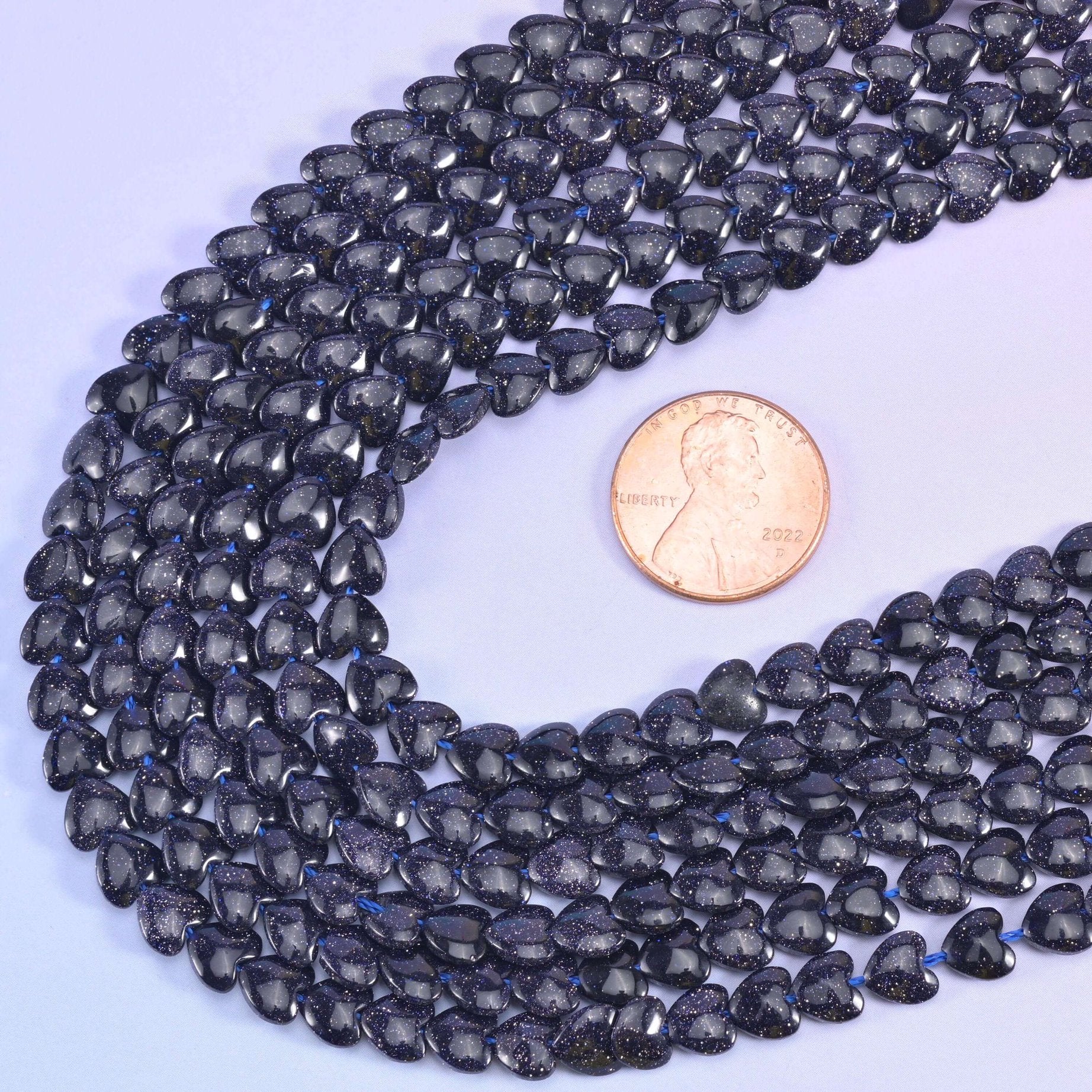 Blue Sandstone Heart Beads 6mm, 15 inch strand