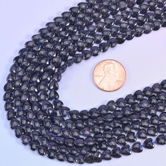 Blue Sandstone Heart Beads 6mm, 15 inch strand