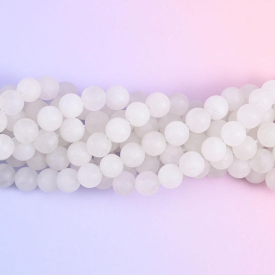White Jade Matte Round Beads, 4mm approximately 88 beads, 6mm approximately 52 beads, 8mm approximately 46 beads, 10mm approximately 37 beads per strand