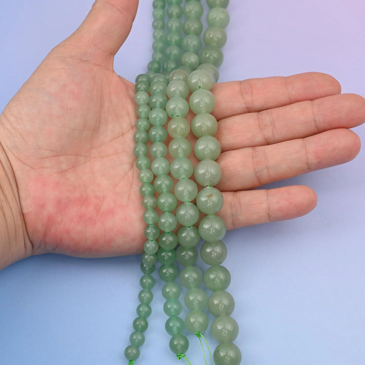 Green Aventurine beads, round, 6mm to 12mm