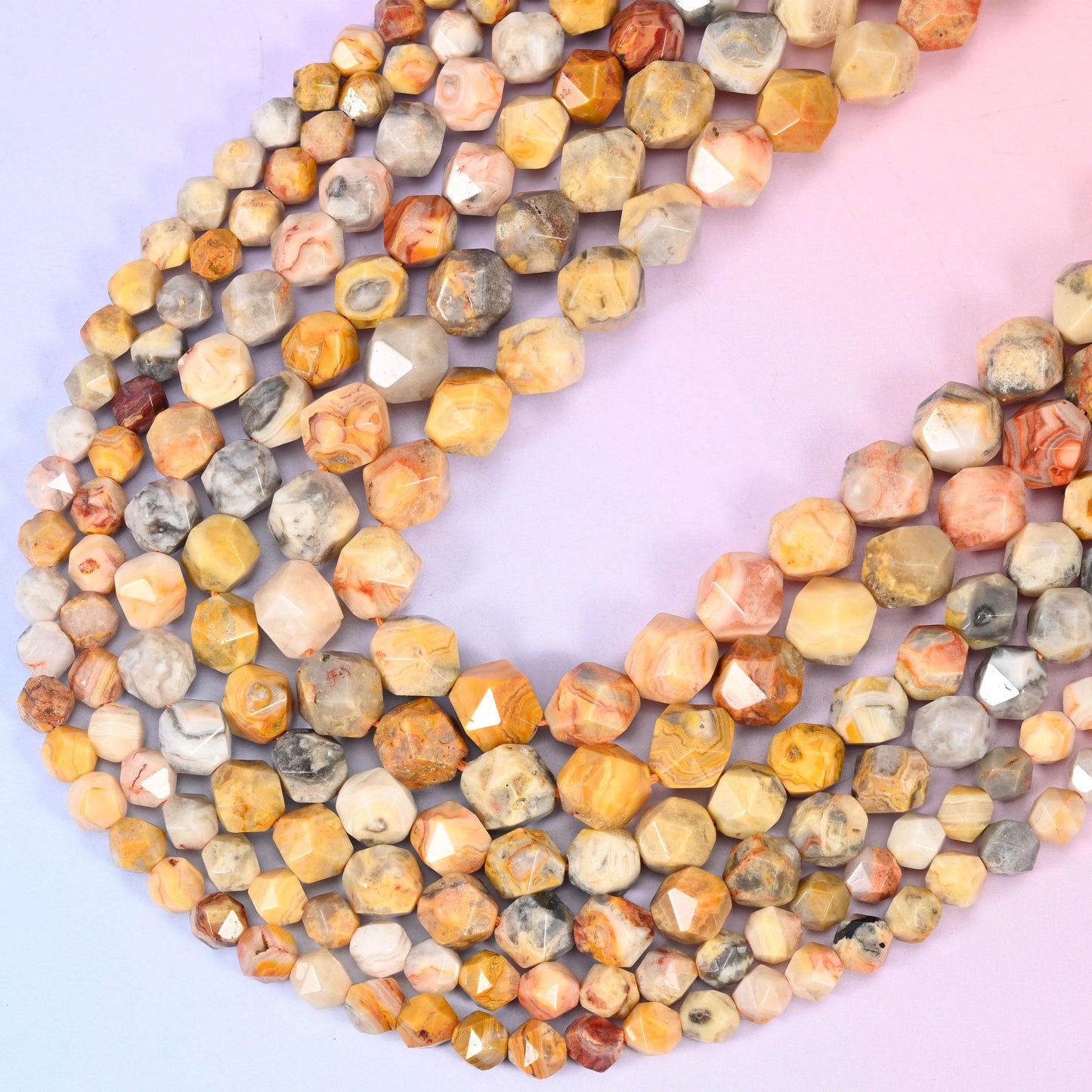 Crazy Agate Faceted Diamond Star Cut Beads, 15.5 inch strand