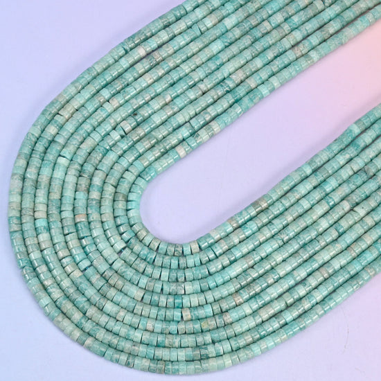 Blue Amazonite Smooth Heishi Disc Beads: Jewelry Making Supply, 15.5 Inch Strand