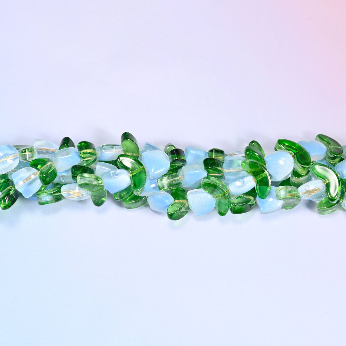 Light Blue Tulip Flower Glass Beads, hole approximately 1mm