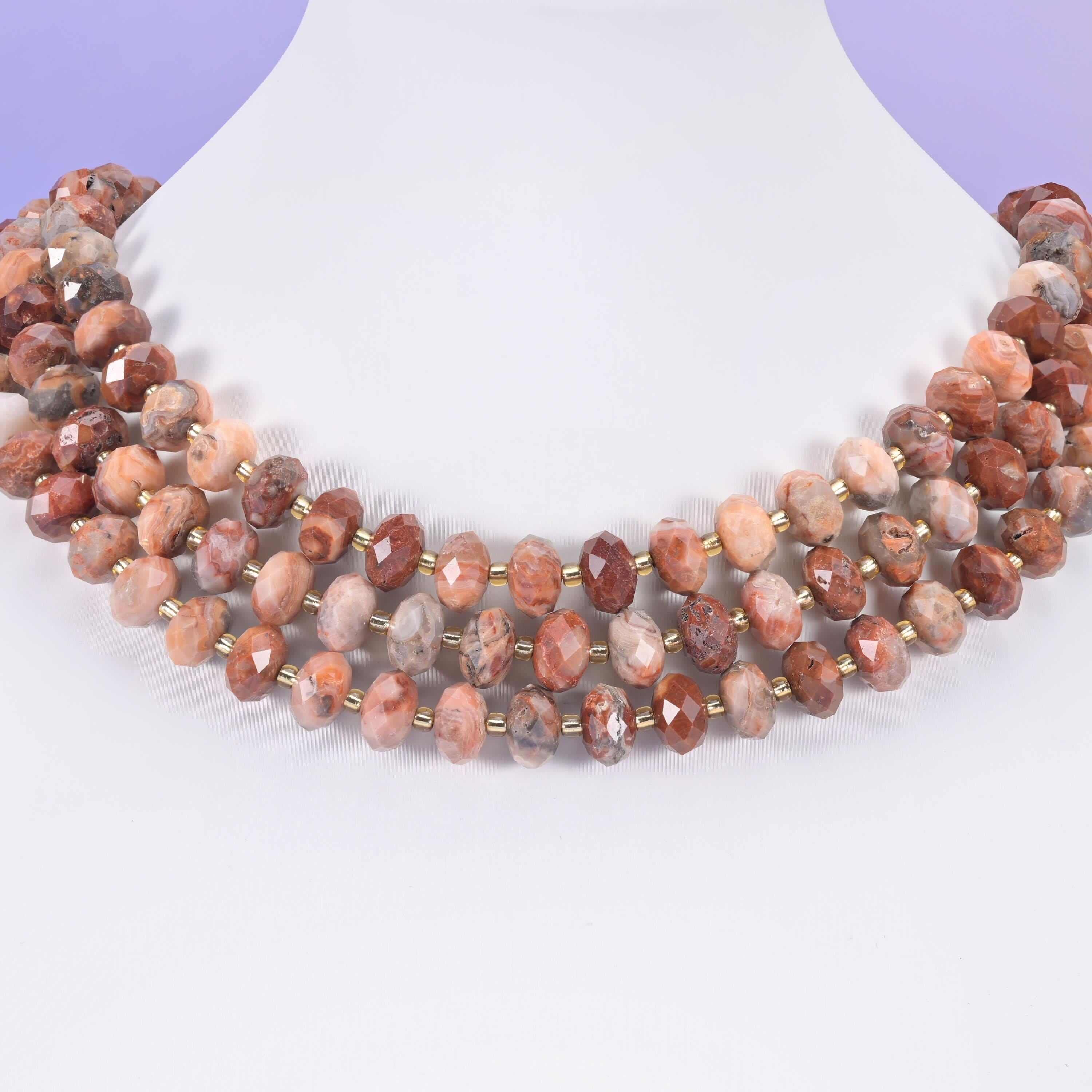 Red Crazy Agate beads, faceted rondelle, 6x10mm