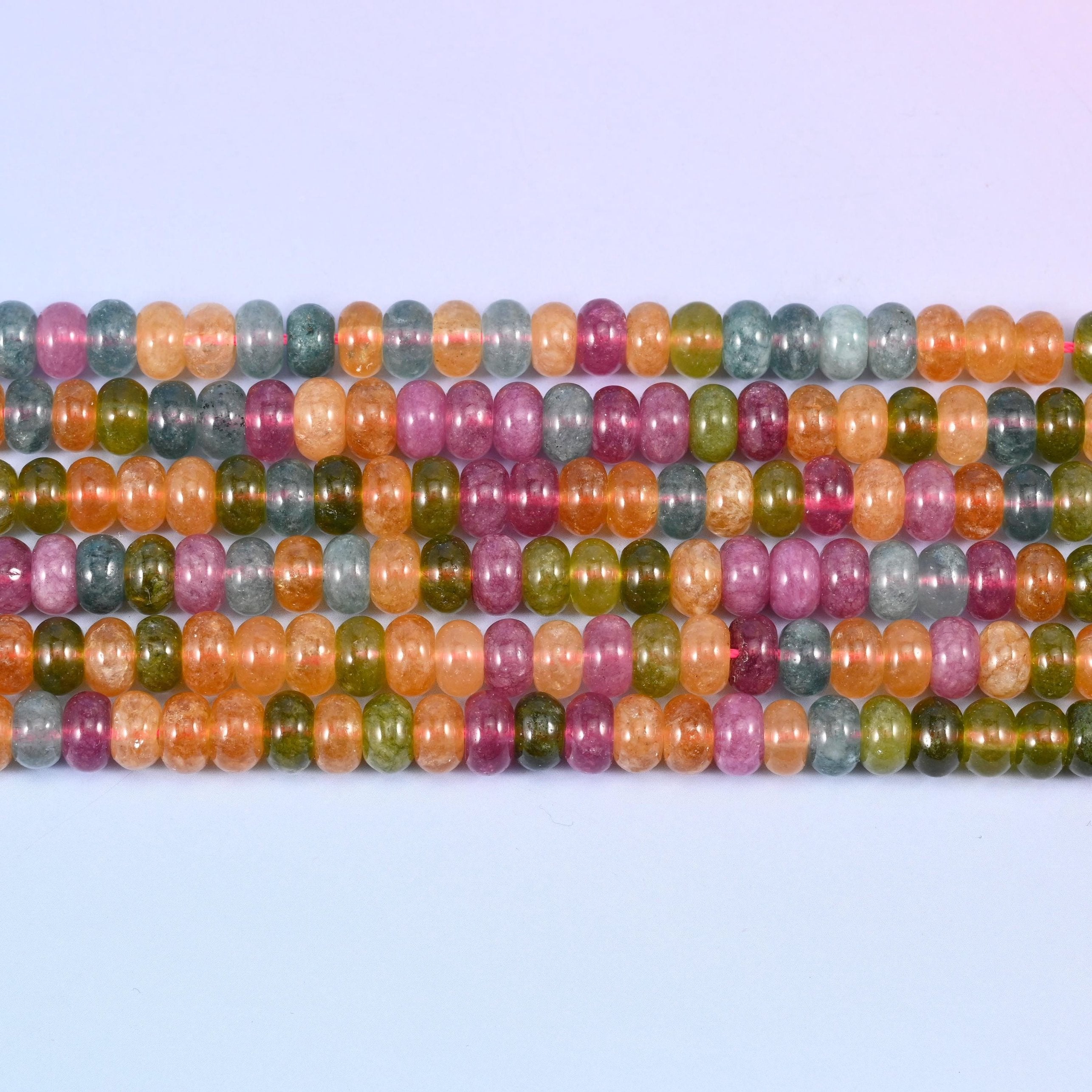 Colorful Dyed Jade Smooth Rondelle Beads 5x8mm in mixed orange, blue, green and pink