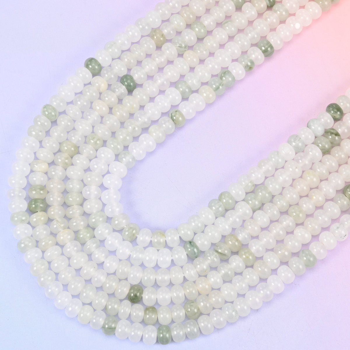Tianshan Jade Smooth Rondelle Beads, 15.5 inch strand